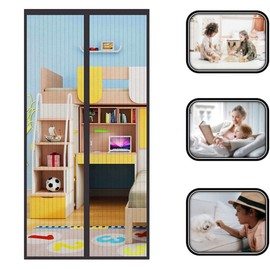 Norhogo Magnetic Fly Screen Door, Magnetic Curtain, Fly Net, Fly Protection, No Drilling, for Balcony Door, Living Room, Cellar Door and Patio Door, Black (80 x 210)