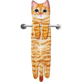 Cat Funny Hand Towels for Bathroom Kitchen- Cute Decorative Kitten Decor Hanging Face Towels- Unique Housewarming Valentines Mothers Birthday Gifts for Women Mom Cat Lovers