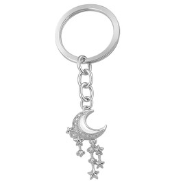 DONWOIE Moon Keychain - Sparkling Crescent Pendant with Dangling Stars,Star Key Chains for Bag Charms,Cute Key Chains Gifts for Women & Girls