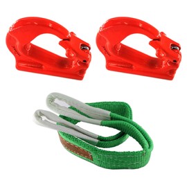 2-Pack Weld on Anchor Hook 2T, G80 Alloy Steel Weld-on Hook with 2Tx3m Webbing Sling, 4400 WLL, Heavy Duty Steel Lifting Hook for Tractor Bucket, Excavator Buckets and Anchor Points (2T - 4400 LBS)