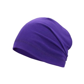 Lightweight Cotton Beanie, Breathable Thin Sleep Hats, Skull Caps for Running Cycling Hiking Fishing (Purple)