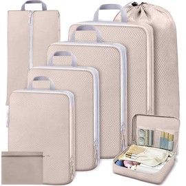 MCSWSEE Bolsa Organizador de Viaje para Maletas Compresión, 8 Piezas Organizador de Viaje para Maletas Compresión, Bolsas de Equipaje Impermeable para