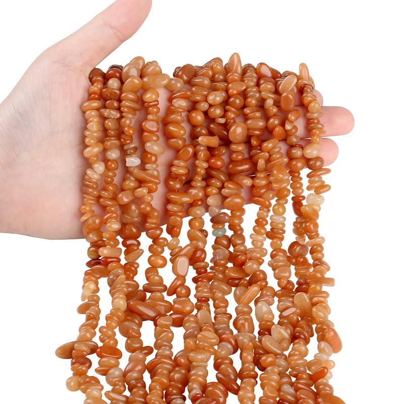 ZHIYUXI 400pcs Red Aventurine Beads 5-8mm Crystals Gemstones for Bracelet