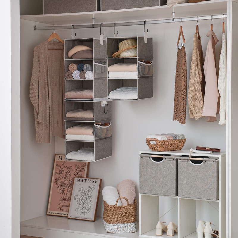 StorageWorks 6-Shelf Closet Organizers, Two 3-Shelf Separable Hanging Shelves for