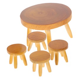 Toyvian Vintage Wooden Dollhouse Dining Table and Chair Set Miniature Furniture Model for Dollhouse Scene Decoration for Pretend Play and DIY Mini House Furniture