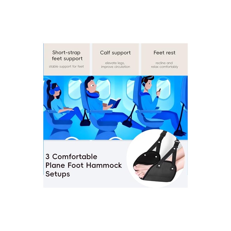 Foot Hammock for Plane Travel, Airplane Foot Hammock, Adjustable Foot