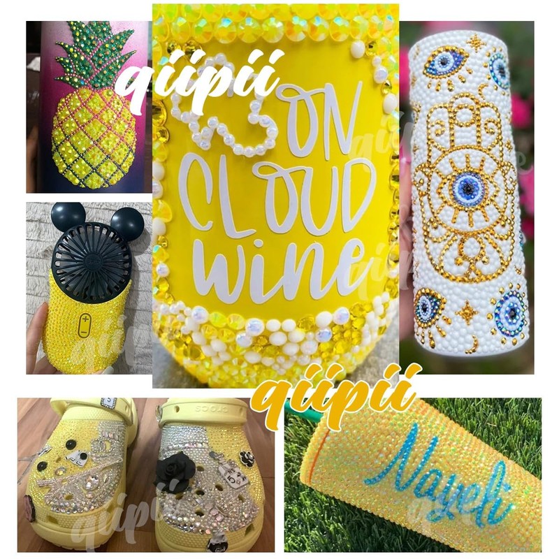 qiipii 620PCS 6mm Transparent Golden Yellow Resin Rhinestones for Crafting