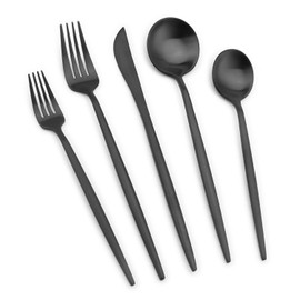 Matte Black Silverware Set, Vanys 30 Piece Stainless Steel Cutlery Flatware Set, Kitchen Utensil Sets for 6, Tableware With Knife Spoons And Forks Set, Satin Finished Polished