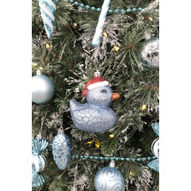 Christmas Concepts® Pack of 2-110mm (4.3") Ice Blue Glittery Festive Duck Baubles - Christmas Tree Decorations