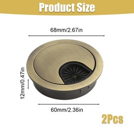 2Pcs Desk Grommet 60mm Desk Cable Grommets Computer Desk Metal Cable Hole Cover Zinc Alloy Desk Plug Hole Cover for Home and Office Desktop Cable Organizer