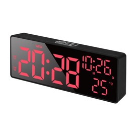 SonoYU Digital Alarm Clock, Bedside Desk Table Clock, Alarm Clock for Bedroom with DST/Temperature/Snooze-12/24H, for Deep Sleepers Kids Home Office, Black (red Light)