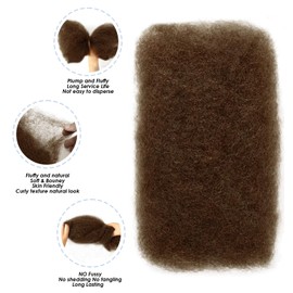 Afro Kinkys Bulk Human Hair,20 Inch 50g/Pack Afro Kinky-Curly Human Hair Bulk for Mini Twist,4C Chocolate Brown Bulk Human Braiding Hair For Micro,Crochet,Repair, Dreadlocks,Locs Extensions #4