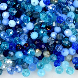 Tibapla 500 Pcs Faceted Glass Beads, 4mm Crystal Glass Beads, Faceted Rondelle Beads with 1mm Holes for Bracelets Necklace Pendants Earrings DIY Craft Jewelry Making (Blue)