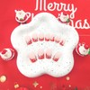 Christmas Press on Nails Short Fake Nails Red Santa Hat