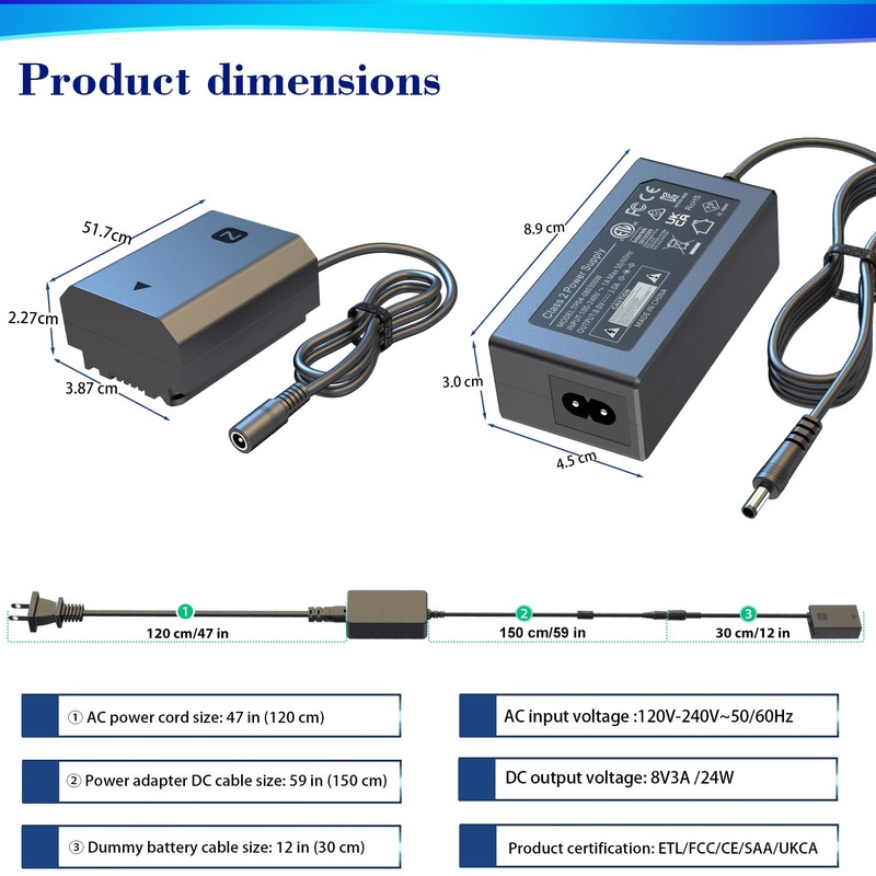 HY1C NP-FZ100 AC power adapter /NPFZ100 dummy battery kit, For