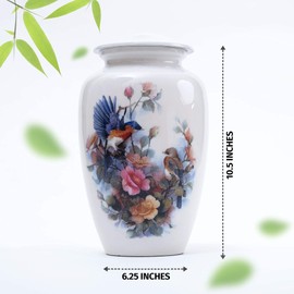 BOLD & DIVINE Birds & Floral Theme Cremation Urn | Human Ashes Adult Memorial urn, Burial, Funeral Cremation Urns (Large Urn)