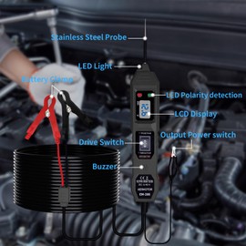 Automotive Car Circuit Tester 6-48V DC Car Power Circuit Probe with Digital Voltage Display and LED Light Multi Function Tester with Lighting for Motor Clamp Checking Voltage Testing