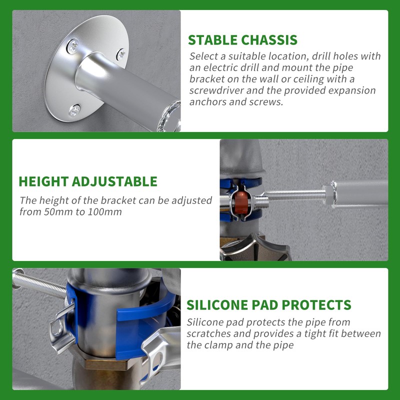 TAISHER 4PCS 304 Stainless Steel Wall Mount Ceiling Mount Adjustable