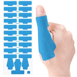 Precut Kinesiology Tape for Thumb, 30 PCS Self Adhesive Thumb Protecting Tape Big Toe Straps, Elastic Athletic Tapes, Breathable Latex-Free Tapes Finger Toe Patches for Joints Muscle Support (Blue)