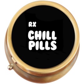 Rx Chill Pills Brass Round Pill Box