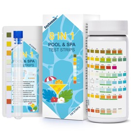 Salt-Water Pool Test Strips Kit: 150 Counts 8-in-1 for Salt Water Pool Testing Kit, Salt Pool Test Strips for Hot Tub Spa Testing Salt Chlorine pH and More