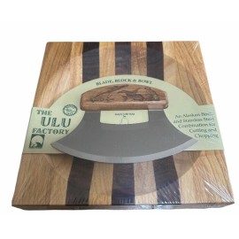 Alaskan Birch Ulu Knife with Bowl 8" set Ocean Collage Orca Humpback Puffin