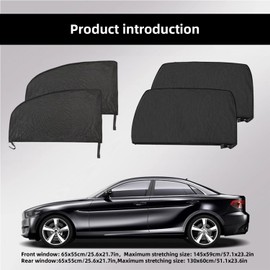 Asphodelia 4PCS Car Window Shade,Stretchy Car Window Screen for Rear Front Car Window Cover,Blocks Sunlight and Uv Rays Universal Car Sun Shades Window Curtains