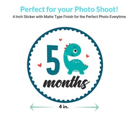 Baby Monthly Milestone Onesie Stickers by Harperlynn (16 Stickers - Dinosaur) - Newborn Photo Prop for Pictures - Great Gift for Parents of Happy Infant Boy or Girl - 4" Round- Fits Memory Planners