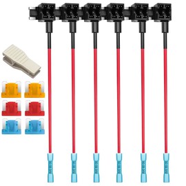 Gebildet Pack of 6 12 V 24 V Low Profile Mini Add-a-Circuit Fuse Tap with Heat Shrink Terminals, Mini Piggy Back Blade Fuse Holder, 6 Pieces Mini Blade Fuse (5A/10A/15A) and Fuse Puller