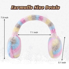 Girl Earmuffs Winter Toddler Ear Muff Kid Plush Ear Warmers With Soft Fleece Cute Bow Ear Covers 3-8Y (Rainbow Purple)
