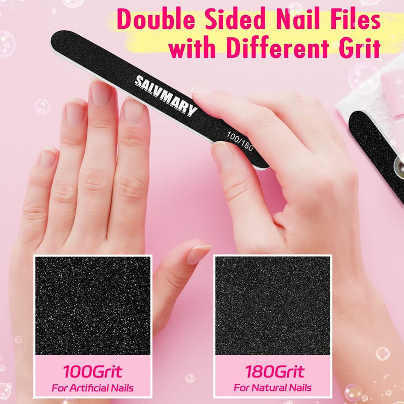 Nail Files and Buffers, Professional Manicure Tools Kit, 100/180 Grit