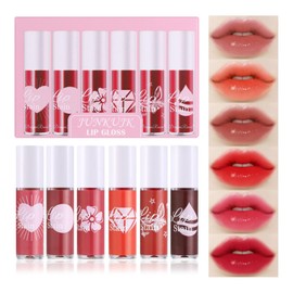 6 Colors Lip Tint Stain Set,Mini Liquid Lipstick Moisturizing Long Lasting Plumping High Pigmented Lip Gloss Set,Lightweight Non-Stick Cup Matte Lipstick for Waterproof Cheek and Lip Tint Makeup A