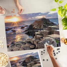 Lantern Press 1000 Piece Jigsaw Puzzle, Ireland, Sunset at Giant's Causeway, Photography A-92041
