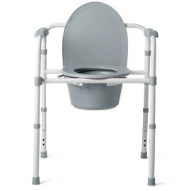 Medline 3-1 Commode Steel Folding Elongated 350 lb. Easy Cleaning Grey Senior