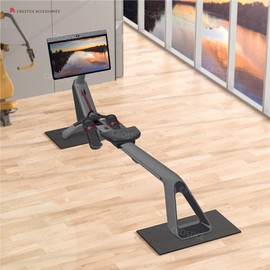 Crostice Double Mat Compatible with Peloton Bike, Row & Concept 2 Rowing Machine, Thickness 6mm, Bike Trainer Accessories, 11.8x30 inch * 2 Mat Protect Hardwood Floor Carpet, for Home Gym Exercise