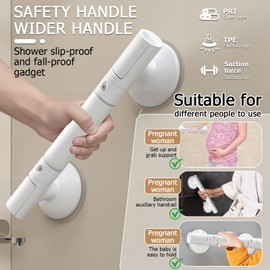 Suction Grab Rails for Shower，Grab Bars for Bathtubs，Suitable for The Elderly, Heavy Duty Safety Grip Handrail, No-Drill Installation Strong Suction, Suitable for Toilet, Shower, Bathtub （2 Pack）