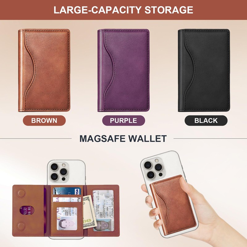 loooghom for MagSafe Wallet,6 Card Holder with ID Window,Black
