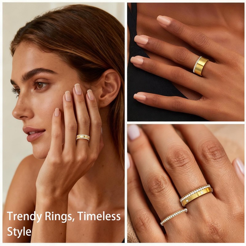 Emibele 3 Pack Gold Stackable Rings for Oura Ring 5/Oura