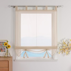 ESLIR Roman Blind with Tabs, Transparent Tab-Top Kitchen Curtains, Modern Voile, 1 Piece