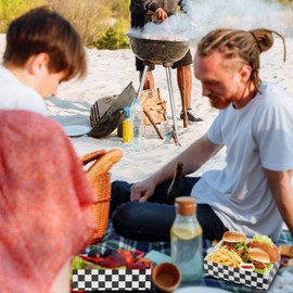 30 Pcs Race Car Birthday Party Supplies Checkered 4 Corner Food Boxes Paper Snack Trays Black and White Checker Racing Flag Disposable Food Holders for Popcorn Nacho Theater Snack