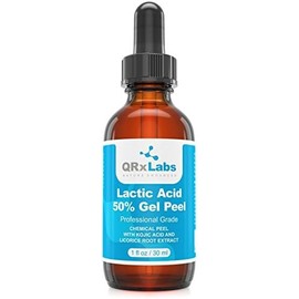 Lactic Acid 50% Gel Peel with Kojic Acid and Bearberry & Licorice Root Extracts - Professional Grade Chemical Face Peel - Alpha Hydroxy Acid - 1 Bottle of 1 fl oz