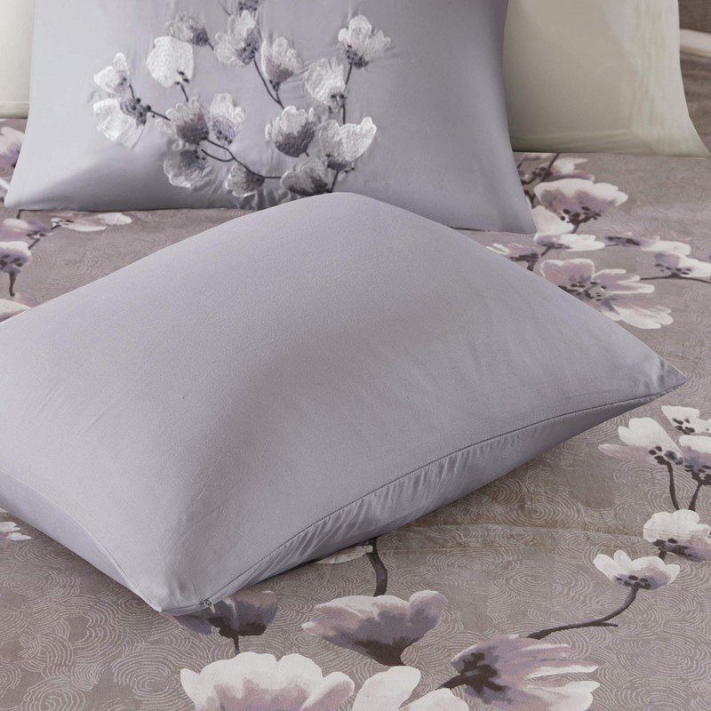 Sakura Blossom 3 Piece Cotton Sateen Printed Comforter Set Lilac