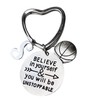 SportyBella Basketball Initial Keychain, Basketball Player Gifts, Believe in Yourself