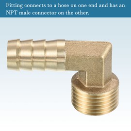 QUARKZMAN 14 mm Barb to 1/2 Inch PT Male Threaded Pipe x 2 Pieces 90 Degree Elbow Brass Barbed Hose Fitting for Air Water Fuel Pneumatic Hose Gold