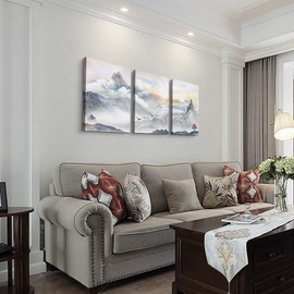 Mountain Landscape Abstract Painting Canvas Wall Art For Living Room Bathroom Wall Decor For Bedroom Kitchen Artwork Canvas Prints 3 Pieces Modern Framed Office Home Decorations Watercolor Picture