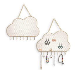 UgyDuky Wall Earring Organizer Hanging Earring Holder Wall Jewelry Organizer Decorative New Cloud Display Rack for Earrings, Necklaces, Bracelets with Hanging Hooks (Cloud 2)