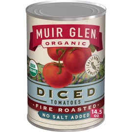 Muir Glen Organic Diced Fire Roasted Canned Tomatoes, No Salt Added, 14.5 oz.