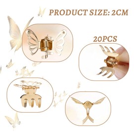 NJCXOLA 20 Pieces Mini Butterfly Hair Clips, Cute Hair Clips, Butterfly Hair Pins, Decorative Hair Clips, Wedding Hair Clips, Butterfly Hair Accessories