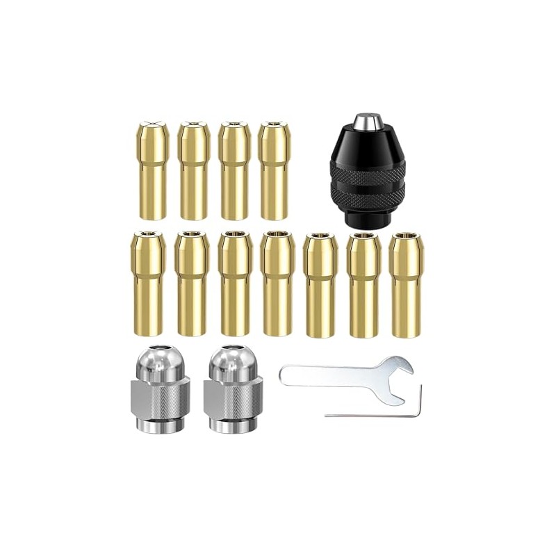 16PCS Drill Chuck Collet Set for Dremel, 0.8-3.2mm Replacement 4486