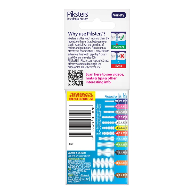Piksters Interdental Brushes, Size 2, White Handle